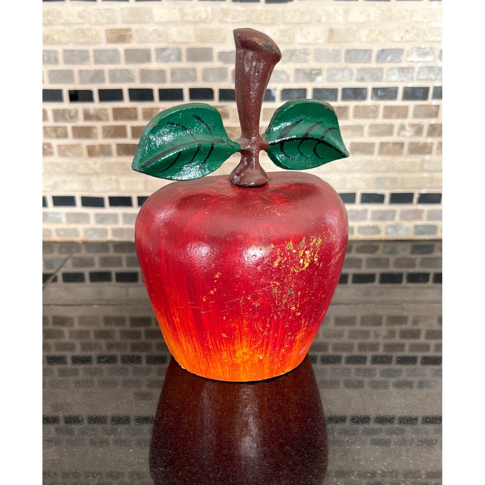 Vintage Cast Iron 'RED APPLE' Door Stop - 7" - Excellent! Farmcore Cottagecore